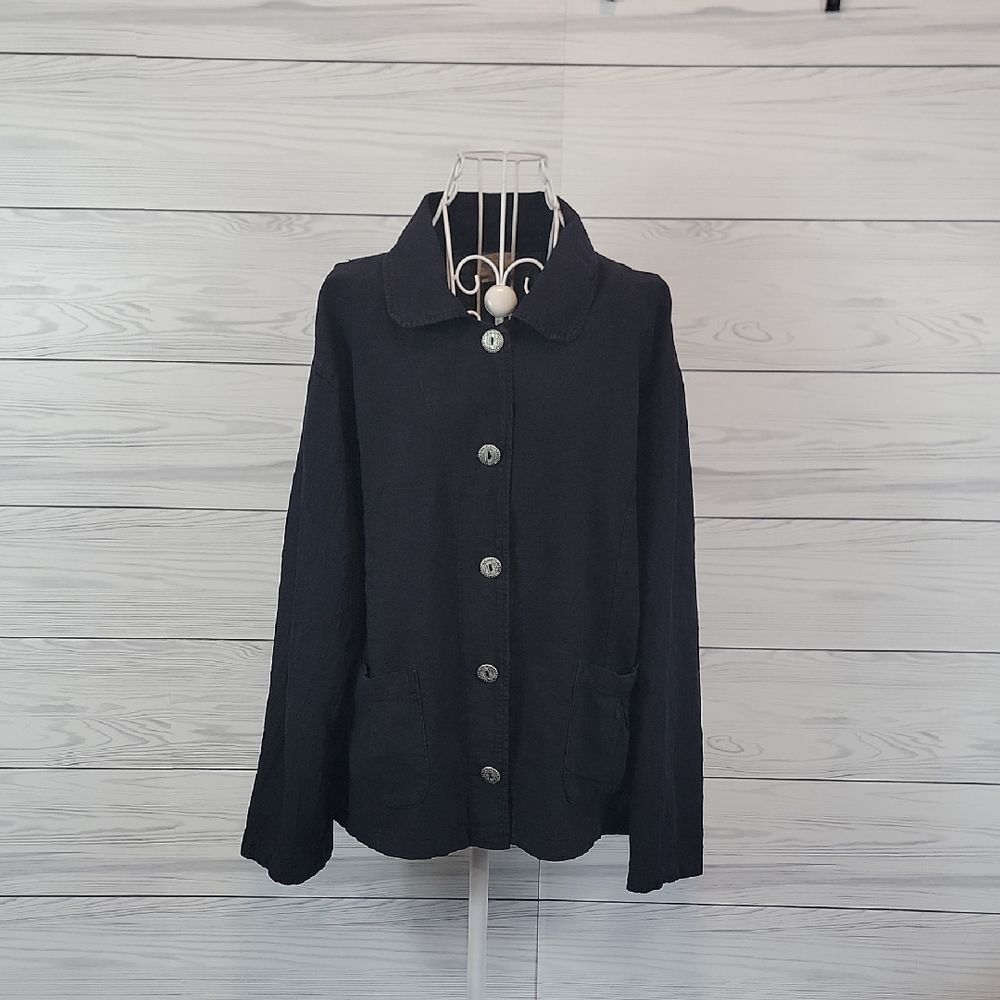 Sea Breeze Of California Crinkled Cotton Button-Up Shirt Jacket Womens Size M